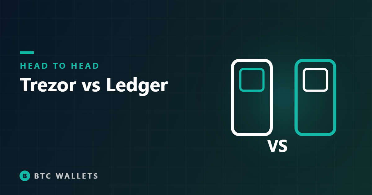 Illustration comparing Trezor and Ledger hardware wallets